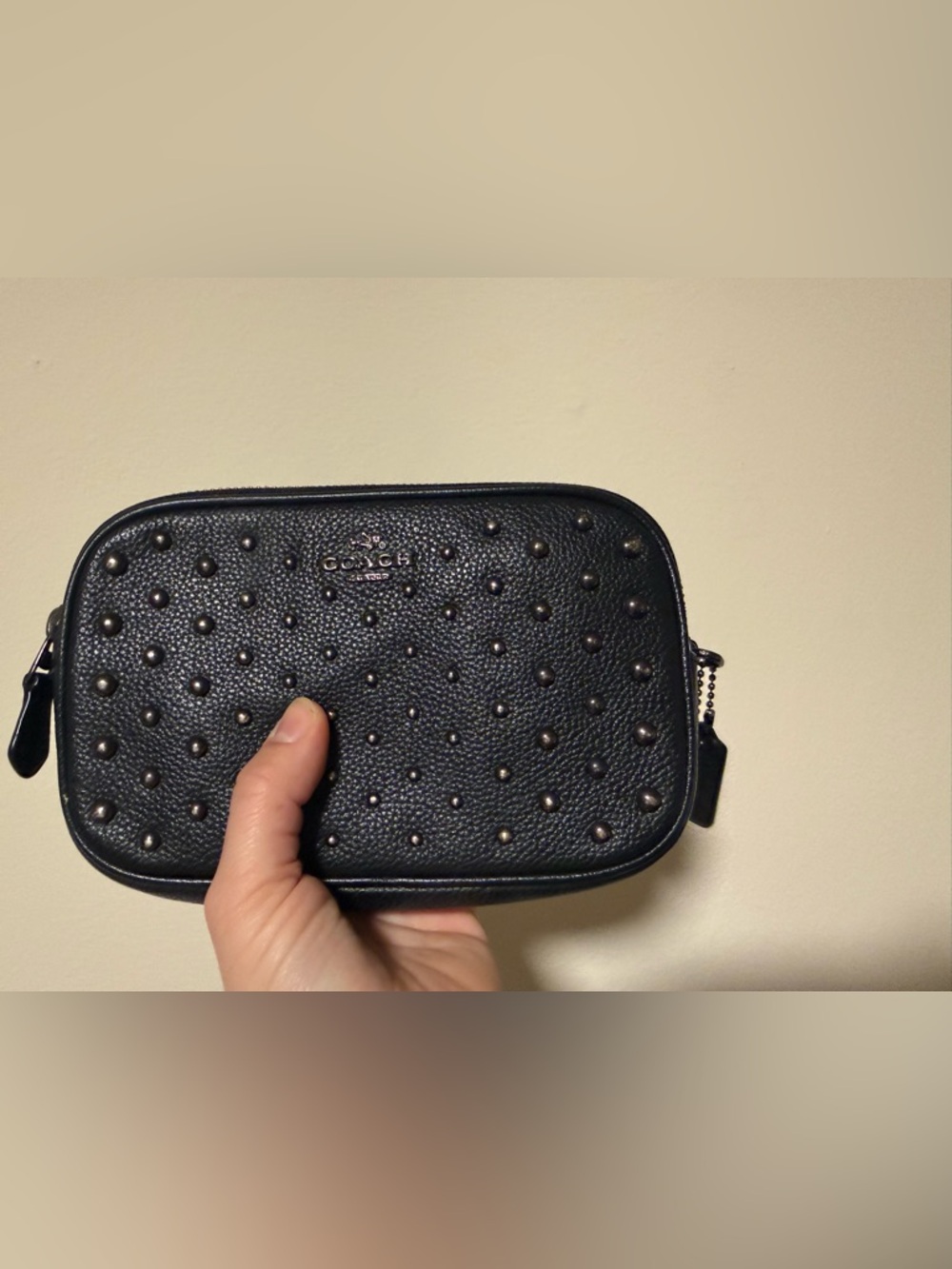 Coach Black Studded Pebbled Leather Crossbody